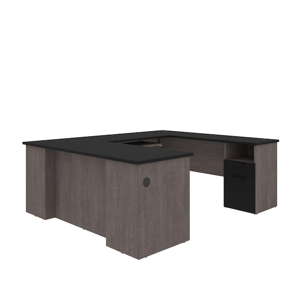 Norma U-Shaped Desk, Black & Bark Gray